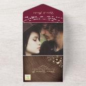 ラスティック ウッド バーガンディ オールインワン 招待状 (外側)