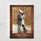 ラスティック ウッド バーガンディ フローラル ライト フォト ウェディング 招待状 (裏面)