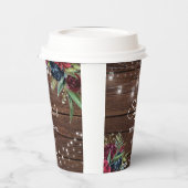 ラスティック ウッド バーガンディ フローラル ライト ブライダル 紙コップ (左)