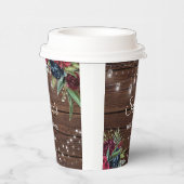 ラスティック ウッド バーガンディ フローラル ライト ブライダル 紙コップ (右)