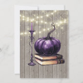 ラスティック ウッド パープル パンプキン キャンドル ウェディング 招待状 (裏面)