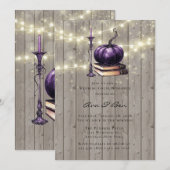 ラスティック ウッド パープル パンプキン キャンドル ウェディング 招待状 (正面/裏面)