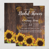 ラスティック ウッド & ヒマワリ | ブライダルシャワー 招待状 (正面/裏面)