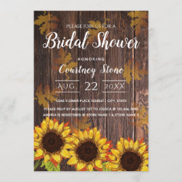 ラスティック ウッド & ヒマワリ | ブライダルシャワー 招待状