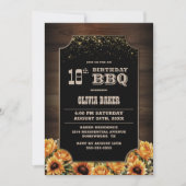 ラスティック ウッド フラワー 18歳の誕生日 BBQ 招待状 (正面)