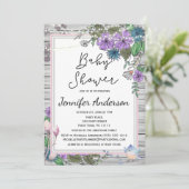 ラスティック ウッド フローラル バード ライト ベビー シャワー 招待状 (スタンド正面)