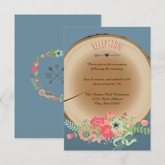 ラスティック ウッド ブーケ - レセプション招待状 招待状 (正面/裏面)