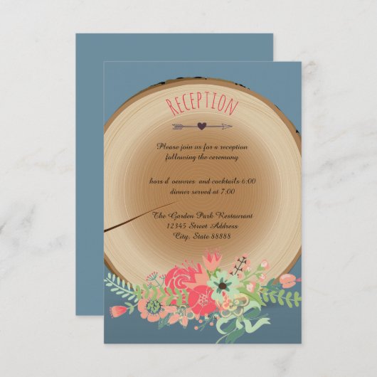 ラスティック ウッド ブーケ - レセプション ご案内 招待状 (正面/裏面)