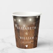 ラスティック ウッド ボヘミア バーン ウェディング ストリング ライト 紙コップ (裏面)