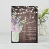 ラスティック ウッド メイソンジャー ストリング ライト ブライダル シャワー 招待状 (スタンド正面)