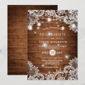ラスティック ウッド メイソンジャー ストリング ライト ラチェ ウェディング 招待状 (正面/裏面)