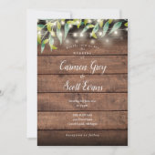 ラスティック ウッド ユーカリ ストリング ライト ウェディング 招待状 (正面)