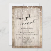 ラスティック ウッド & ライツ  ウィー ガット マリード  レセプション 招待状 (正面)