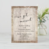 ラスティック ウッド & ライツ  ウィー ガット マリード  レセプション 招待状 (スタンド正面)