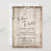 ラスティック ウッド & ライツ トゥ ハブ アンド トゥ ホールド レセプション 招待状 (正面)