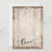 ラスティック ウッド & ライツ トゥ ハブ アンド トゥ ホールド レセプション 招待状 (裏面)