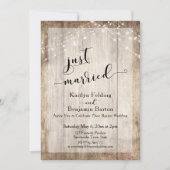 ラスティック ウッド & ライツ、挙式済み、披露宴のみ 招待状 (正面)