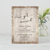 ラスティック ウッド & ライツ 　私たち結婚しました　披露宴 招待状 (スタンド正面)