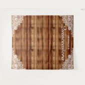 ラスティック ウッド & レースのキンセアニエラ フォト背景 タペストリー (正面(横))