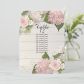 ラスティック ウッド レース ローズ ハイドランジア テーブル シーティング リスト 招待状 (スタンド正面)