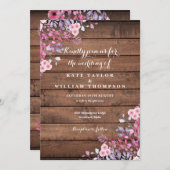 ラスティック ウッド ワイルドフラワーズ ウェディング 招待状 (正面/裏面)