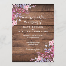 ラスティック ウッド ワイルドフラワーズ ウェディング 招待状