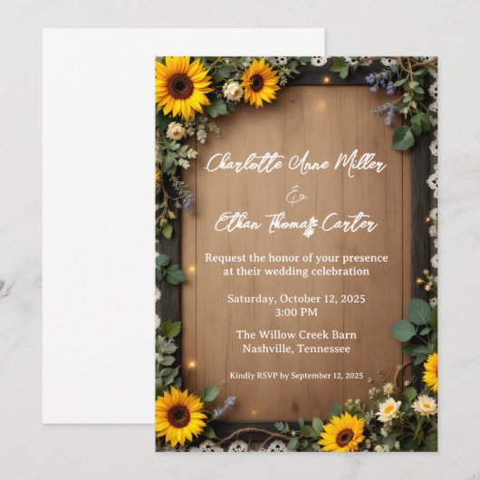 ラスティック ウッド 招待状 (正面/裏面)