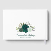 ラスティック エメラルドグリーン エレガント フラワー ボヘミア ウェディング ゲストブック (裏面)