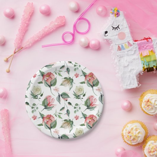 ラスティック エレガンス ブッシュ ピンク ウェディング シャワー ペーパープレート (パーティー)