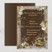 ラスティック エレガンス ホワイト ローズ 返信カード 招待状 (正面/裏面)