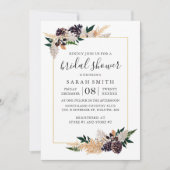 ラスティック エレガンス 松ぼっくりとシダのブライダルシャワー 招待状 (正面)