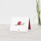 ラスティック エレガント ウォーターカラー スクリプト 赤いケシの結婚式 サンキューカード (裏面)