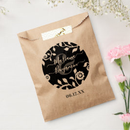 ラスティック エレガント ブラック フラワー パーソナライズド ウェディング フェイバーバッグ