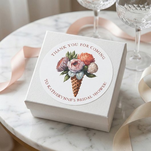 ラスティック エレガント ボーホー アイスクリーム ブライダル シャワー サンクス ラウンドシール