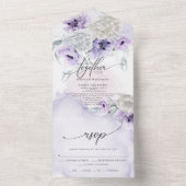 ラスティック エレガント ライラック ポピー ダリア フラワーデザイン オールインワン招待状 (内側)