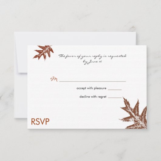 ラスティック オーク リーフ ウェディング RSVP カード (正面)