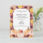 ラスティック オータム ウォーターカラー フラワーフォト ウェディング 招待状 (スタンド正面)