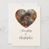 ラスティック オータム ウォーターカラー フラワーフォト ウェディング 招待状 (裏面)