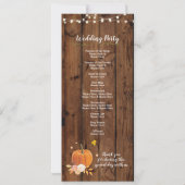ラスティック オータム パンプキン ウッド ウェディング プログラム 詳細 (裏面)