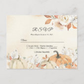 ラスティック オータム パンプキン & フラワーズ インビテーションポストカード (正面)