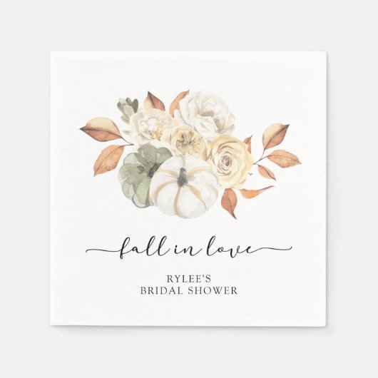 ラスティック オータム パンプキン ブライダルシャワー スタンダードカクテルナプキン (正面)