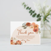 ラスティック オータム パンプキン 秋の花 ブライダル シャワー サンキューカード (スタンド正面)
