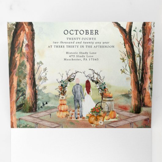 ラスティック オータム フォレスト | ボヘミアンワディング 三つ折り招待状 (内部最初)