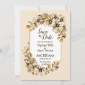 ラスティック オータム フラワーズ ウェディング セーブザデート (正面)