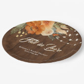 ラスティック オータム フラワーズ ブライダル シャワー ペーパープレート (アングル)