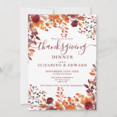 ラスティック オータム フラワーリーフ サンクスギビング インビテーション (正面)