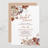 ラスティック オータム フラワー ウェディング ブライダル シャワー 招待状 (正面/裏面)