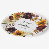 ラスティック オータム フローラル ウェディング サンクス ペーパープレート (アングル)