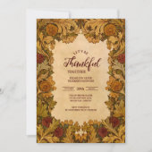 ラスティック オータム フローラル サンクスギビング セレブレーション 招待状 (正面)