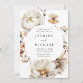 ラスティック オータム フローラル サークル フレーム ウェディング 招待状 (正面)